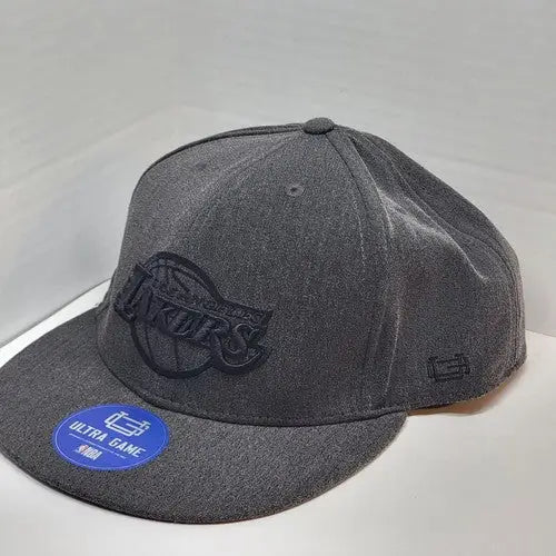 Gray Los Angeles Lakers baseball cap, official NBA all black strap back hat