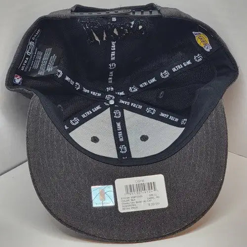 Gray Los Angeles Lakers baseball cap shown in Ultra Game Los Angeles Lakers NBA hat