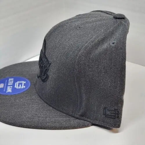 Gray baseball cap featuring Los Angeles Lakers logo, official NBA all black strap back