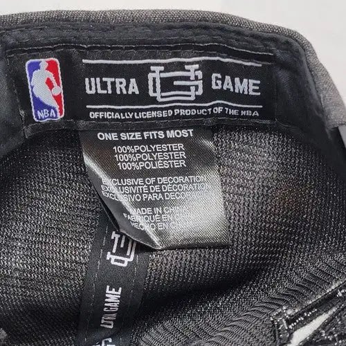 Interior of Ultra Game Los Angeles Lakers black NBA hat with tags and strap back