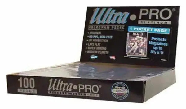 Ultra PRO 1-Pocket Platinum Page with 8-1/2’’ X 11’’ Pocket - 100 Count Box - Card Supplies