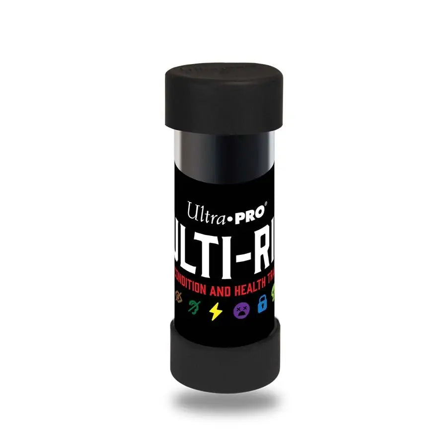Black cylindrical container labeled ULTIR for Ultra-Pro Multi-Ring health tracker