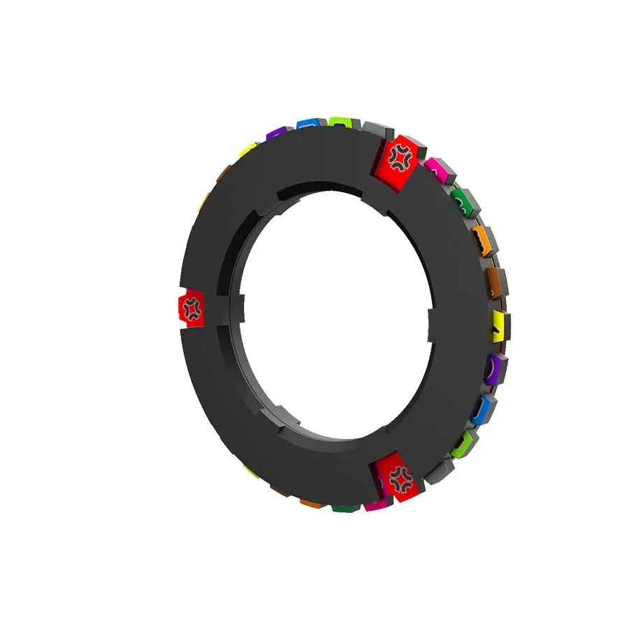 Black circular ring with colorful blocks for tracking status conditions and health points