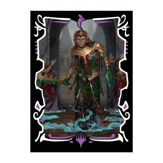 Magic The Gathering card featuring regal androgynous figure in ornate armor, 100ct deck protector sleeves