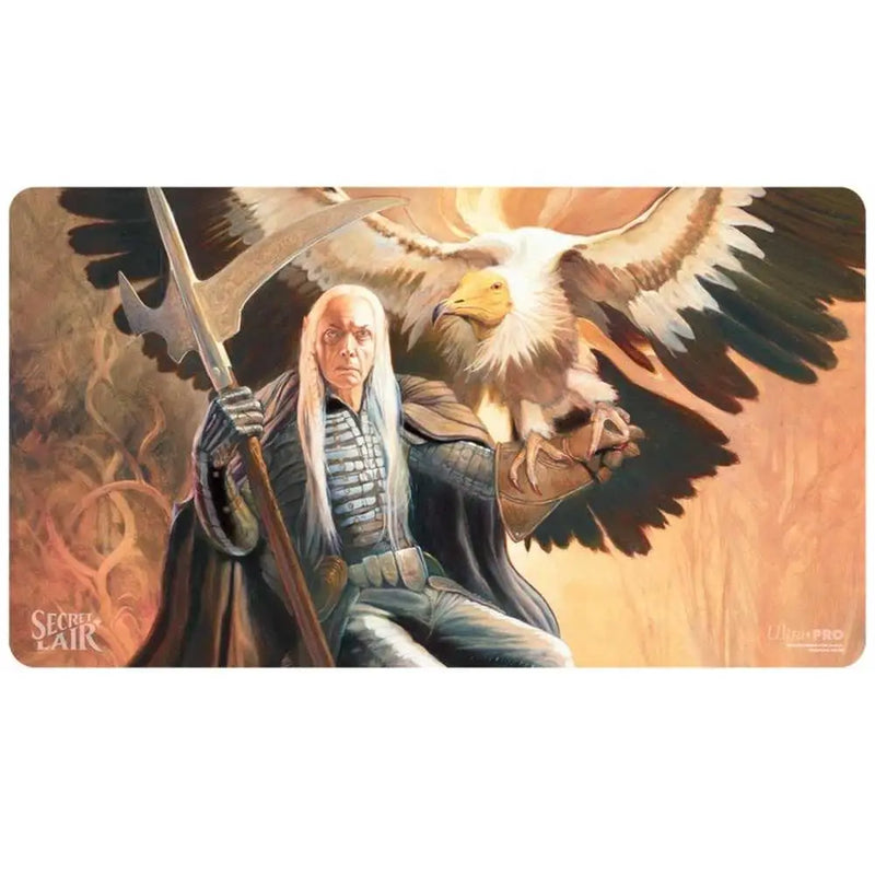 Fantasy artwork of a warrior with white hair and a majestic eagle in Gathering Secret Lair