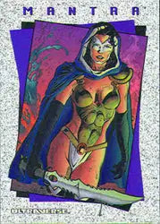 Colorful illustration of a superhero female character on Ultraverse Series 2 promo card