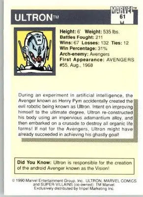 Ultron - 1990 Impel Marvel Universe - #61 - Non_sport - Non-Sports Card Single