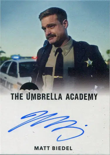 Promotional Autograph Card of Matt Biedel as Sgt Dale Chedder from The Umbrella Academy
