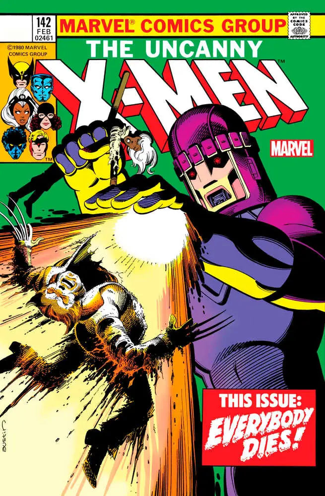 Comic book cover of Uncanny X-Men #142 with Sentinel robot, ideal for trading cards fans