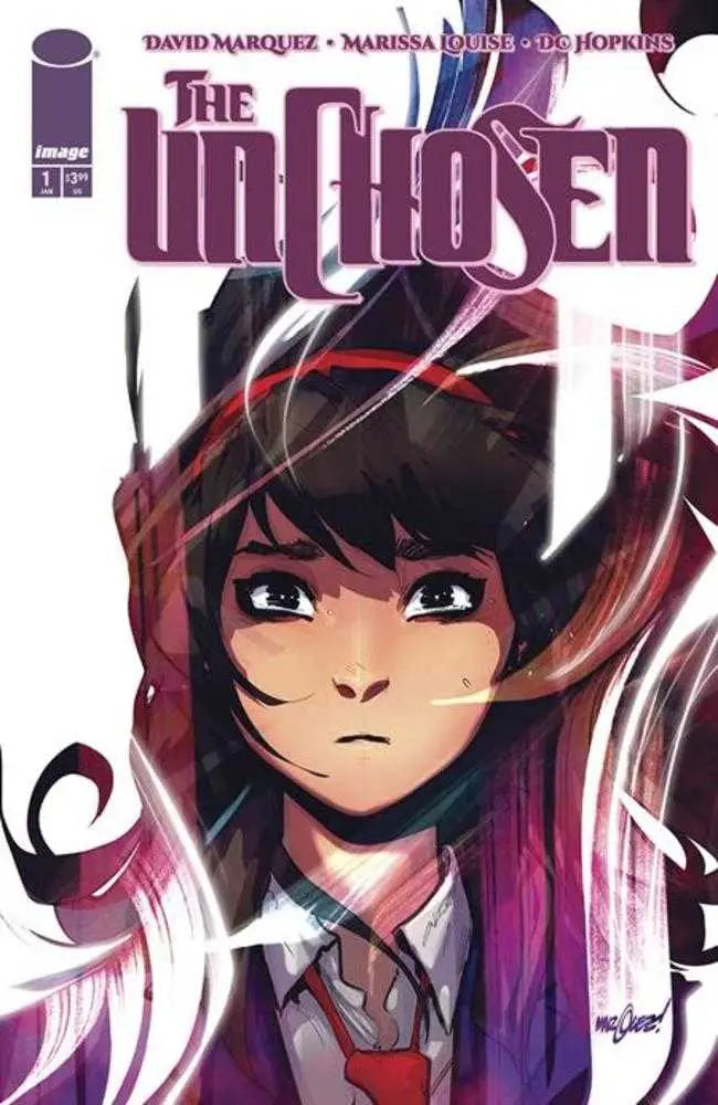 Comic book with young woman dark hair serious expression Cover B David Marquez Aida variant
