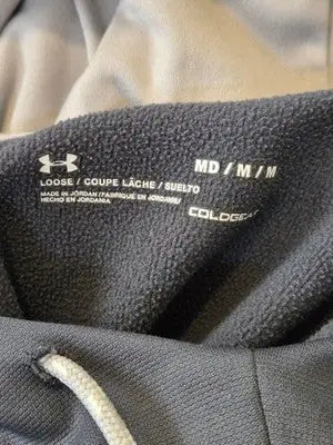 Under Armour Hoodie Mens M Gray ColdGear Fleece Lined Pullover Kangaroo Logo - Apparel