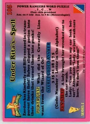 Under Rita’s Spell - 1994 Collect-A-Card Mighty Morphin Power Rangers - #105 - Non-Sports Card Single