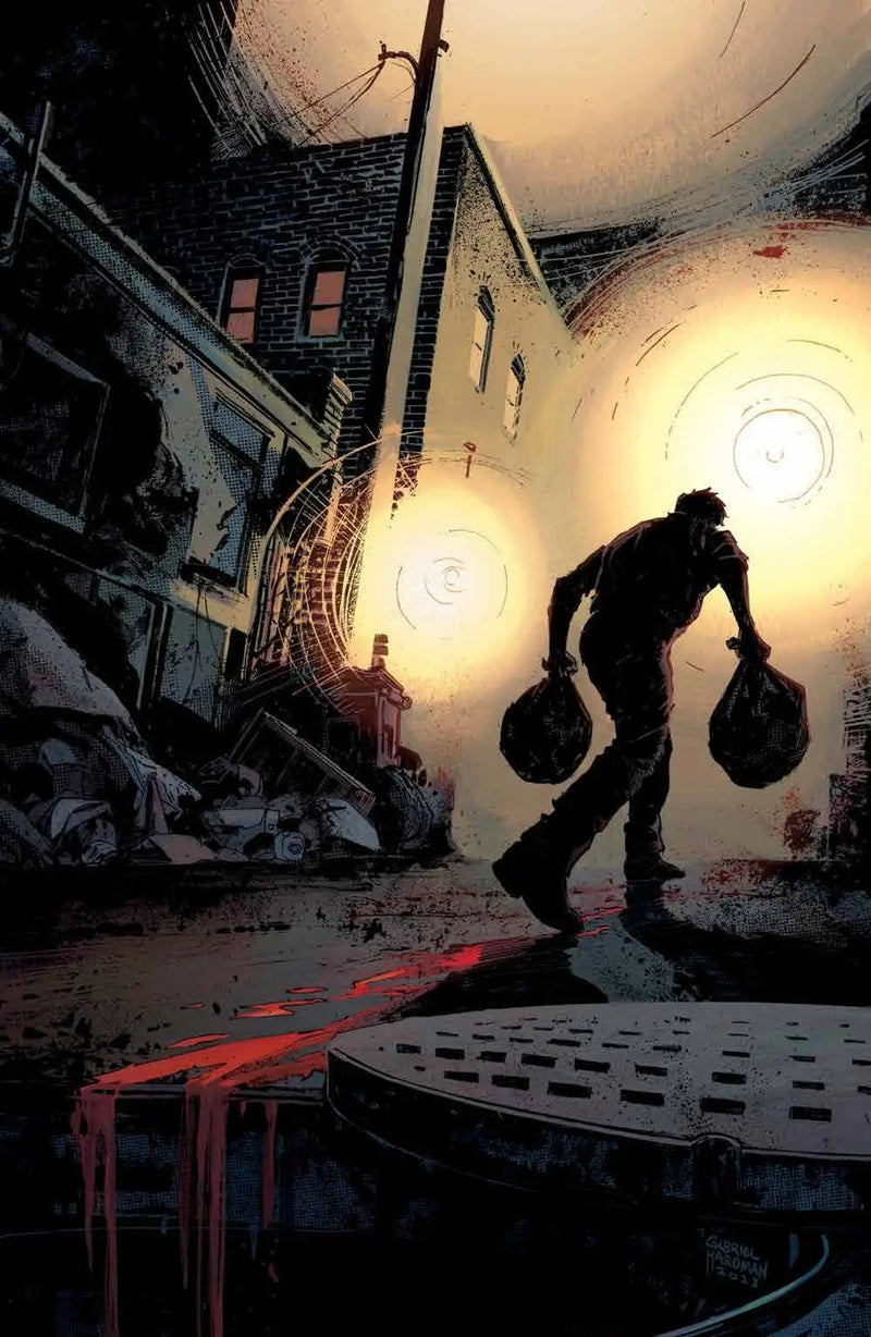 Silhouette of a person with buckets in Underheist #2 Cover B for trading cards