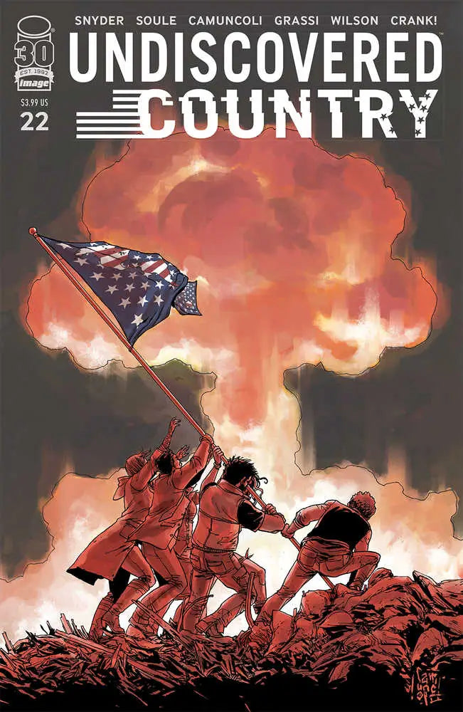 Comic book cover of soldiers with American flag, Undiscovered Country #22 for trading cards
