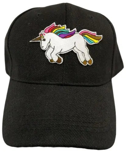 Black baseball cap with unicorn embroidered patch for women and girls stylish accessory
