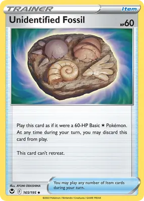 Unidentified Fossil - Silver Tempest - 165/195 - Reverse Holo LP Pokemon
