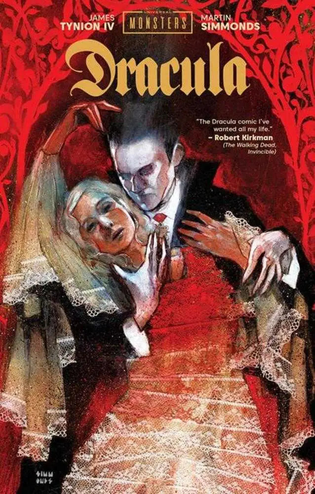 Movie poster for Dracula featuring a vampire and woman, part of Universal Monsters collection