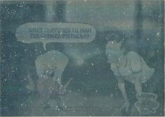 Faded vintage comic book panel featuring characters on Upper Deck trading card