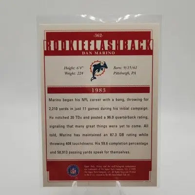 Upper Deck Victory 1999 Rookie Flashback Dan Marino #362 NFL Football DOLPHINS - Football Card Single