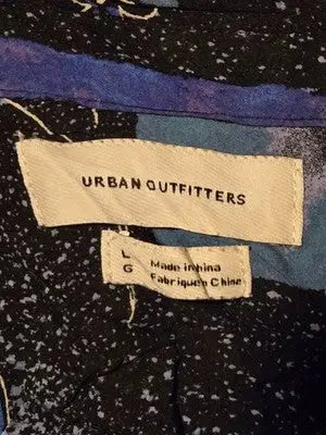 Urban Outfitters Shirt Mens L Abstract Paisley Short Sleeve Button Up Black - Apparel