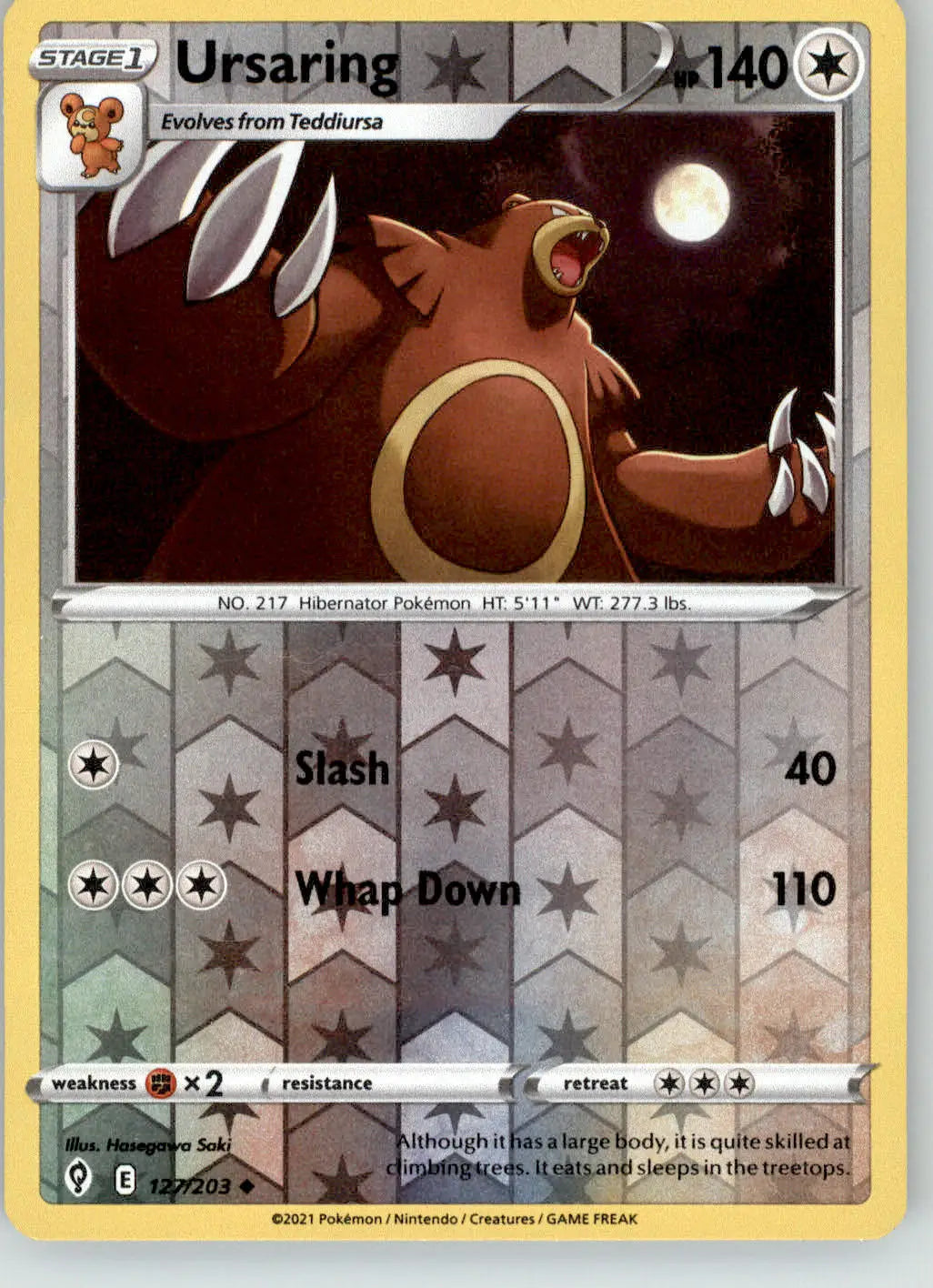 Ursaring - Evolving Skies - 127/203 - Reverse Holo LP Pokemon