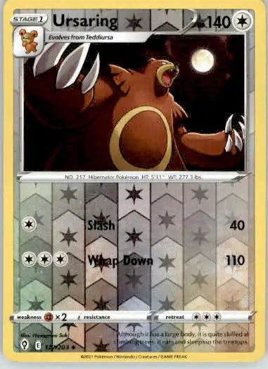 Ursaring - SWSH07: Evolving Skies - 127/203 - Reverse Holo LP - Pokémon Card Single
