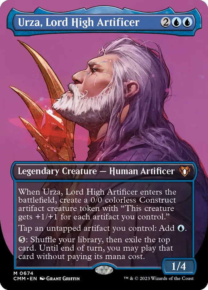 Urza Lord High Artificer (Borderless) [Commander Masters] Near Mint Foil - Magic Card Single