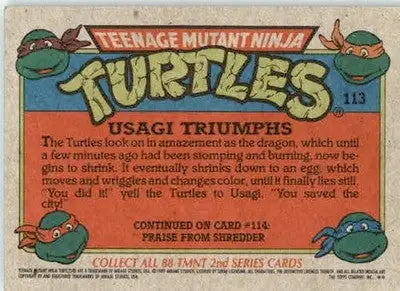 Usagi Triumphs - 1989 Topps Teenage Mutant Ninja Turtles - #113 - Non_sport - Non-Sports Card Single