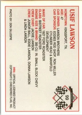Usif Lawson - 1990 Checkered Flag IHRA - #99 - Racing - Racing Card Single