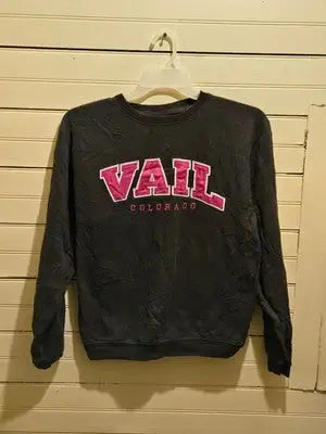 Vail Resortwear Sweatshirt Unisex S Black Pink Colorado Pullover Crewneck - Apparel