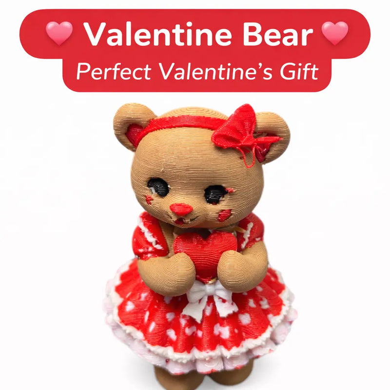 Valentine Bear Cute 3D Printed Teddy Bear with Heart Dress Valentine’s Day Gift - Other