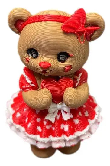 Valentine Bear Cute 3D Printed Teddy Bear with Heart Dress Valentine’s Day Gift - Other