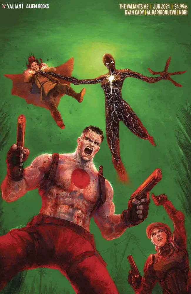 Intense Comic book cover artwork of Valiants 2024 features armed characters and supernatural beings