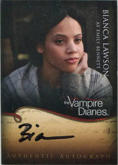 Autographed trading card of Bianca Lawson as Emily Bennett from The Vampire Diaries