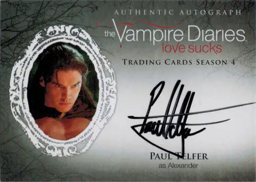 Autograph card of Paul Telfer as Alexander from Vampire Diaries Season 4 trading cards