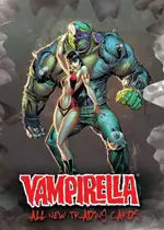 Muscular green humanoid with glowing eyes on Vampirella 2012 promo trading card