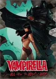 Dark-winged female figure on Vampirella 2012 SDCC Exclusive promo card against green background