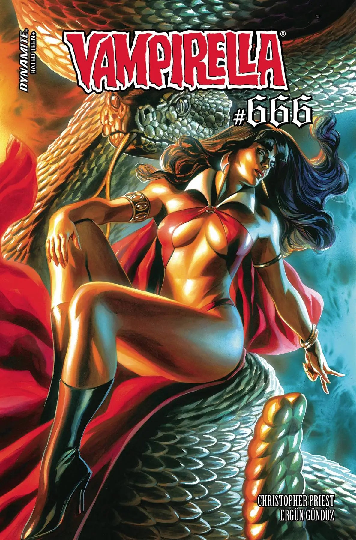 Dramatic female figure on VAMPIRELLA #666 CVR F MASSAFERA FOIL trading card design