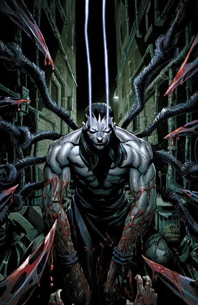 Muscular masked warrior with glowing eyes on Vanish #8 Cover D trading card variant