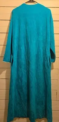 Vanity Fair Robe Womens M Teal Quilted Collar Zip Front Sleeve Pockets - Apparel