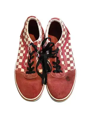Vans Old Skool different size 6/3 2 different size Red Checkerboard Skate Shoes - Apparel