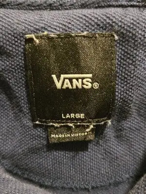 Vans Polo Shirt Mens L Navy Short Sleeve Striped Collar Logo Casual Cotton - Apparel & Merchandise