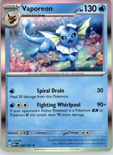 Vaporeon - SV: Scarlet & Violet 151 - 134/165 - Holo NM - Pokémon Card Single