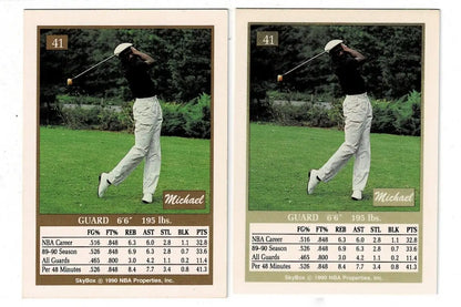 Vintage Michael Jordan basketball trading cards with green tint from 1990-91 SkyBox