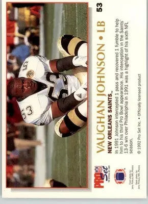 Vaughan Johnson - 1992 Pro Set Power - #53 - Football - Football Card Single