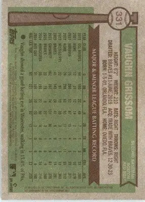Vaughn Grissom - 2025 Topps Heritage - #331 - Baseball - Baseball Card Single