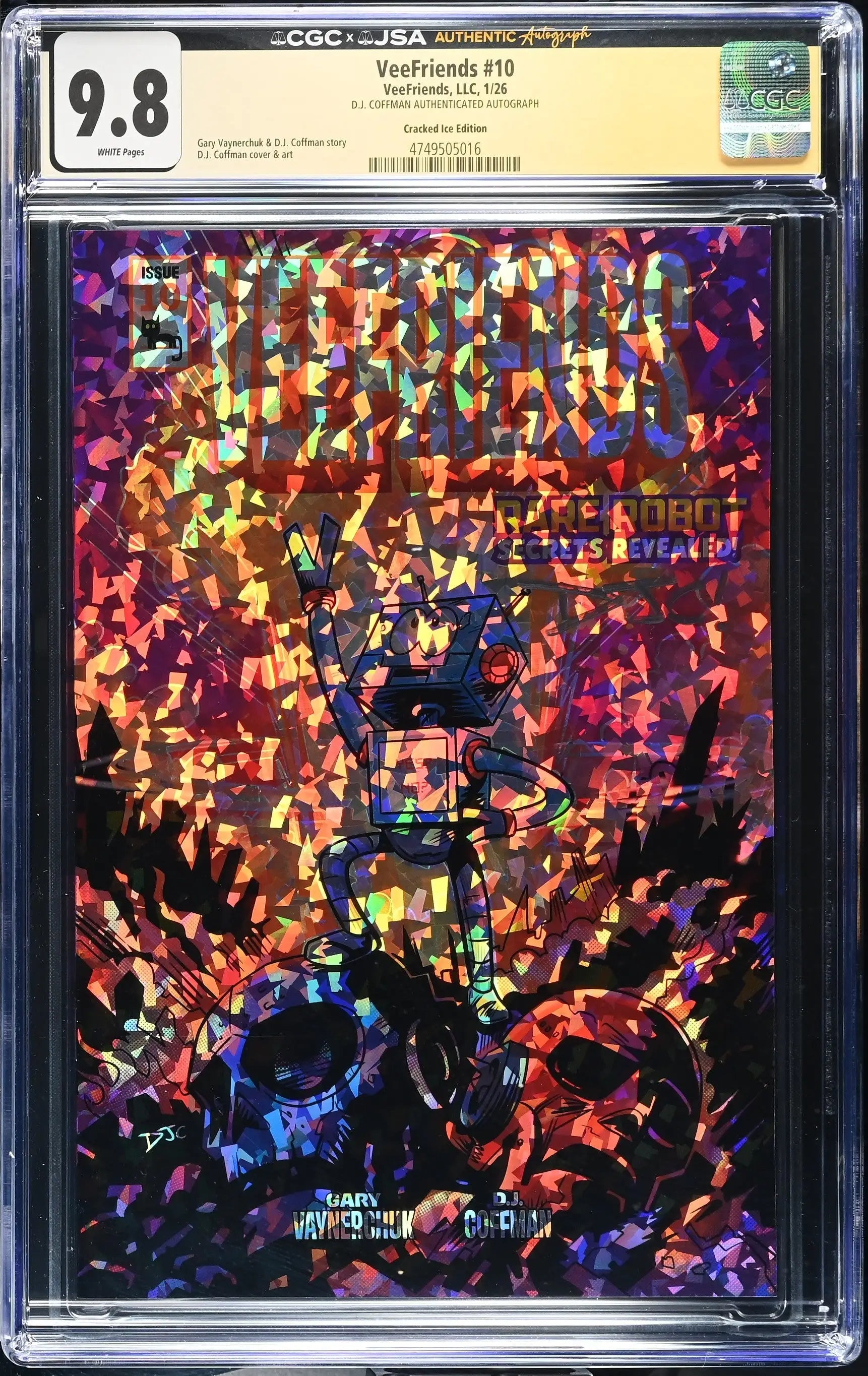VeeFriends Comic Book #10: Rare Robot Cracked Ice /199 CGC 9.8 JSA DJ Coffman Signed - Comic Book