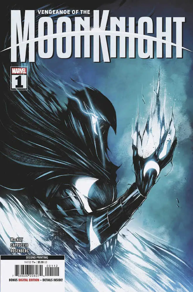 Dark hooded figure with glowing eyes in Vengeance Of The Moon Knight #1, midnight mission