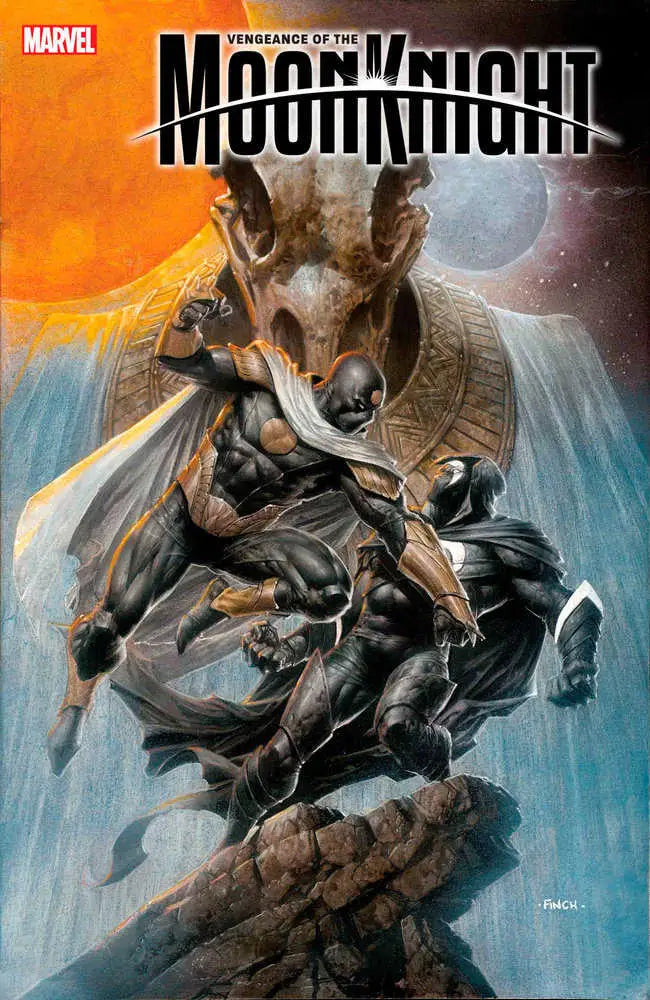 Comic book cover of Moon Knight in combat pose on gargoyle for Vengeance Of The Moon Knight 2