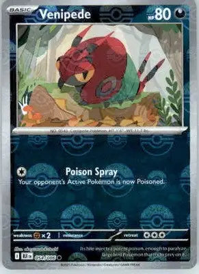 Venipede - Poke Ball Pattern - SV: Black Bolt - 054/086 - Holo NM - Pokémon Card Single
